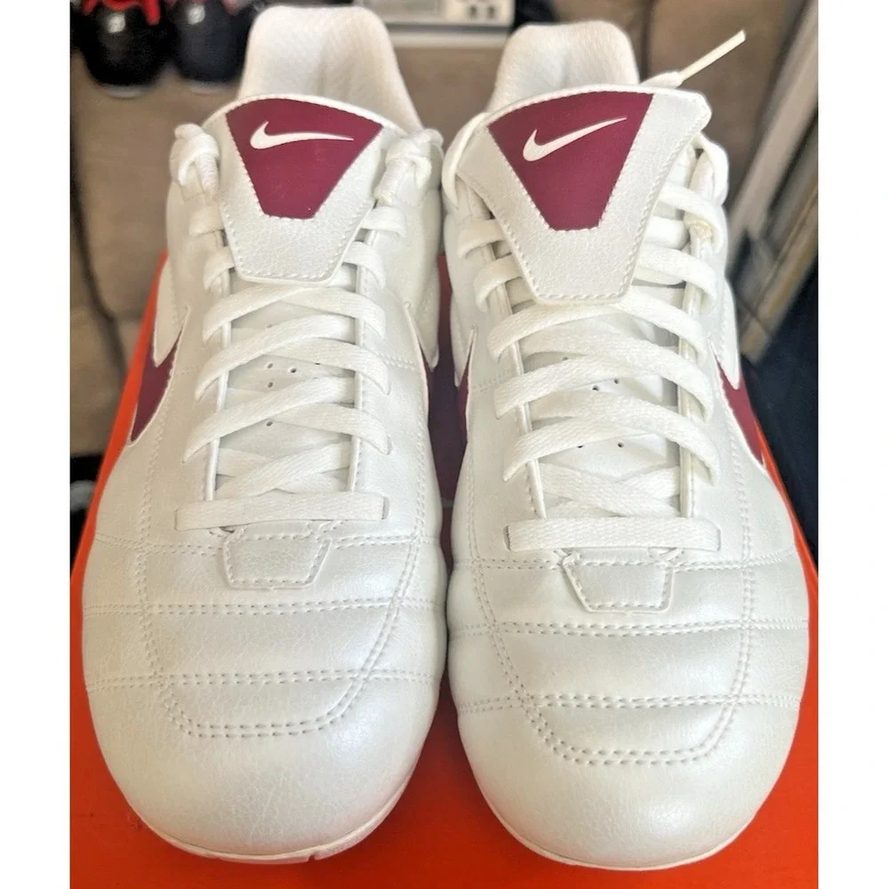 Vintage Nike Tiempo Natural II VT White/Crimson Soccer Cleats Men's Size 11.5